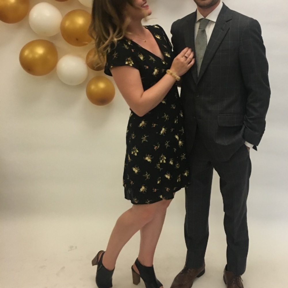 Black cocktail dress with cute lemon print